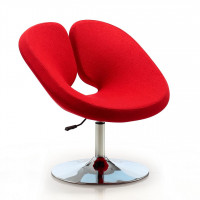 Manhattan Comfort AC037-RD Perch Red and Polished Chrome Wool Blend Adjustable Chair